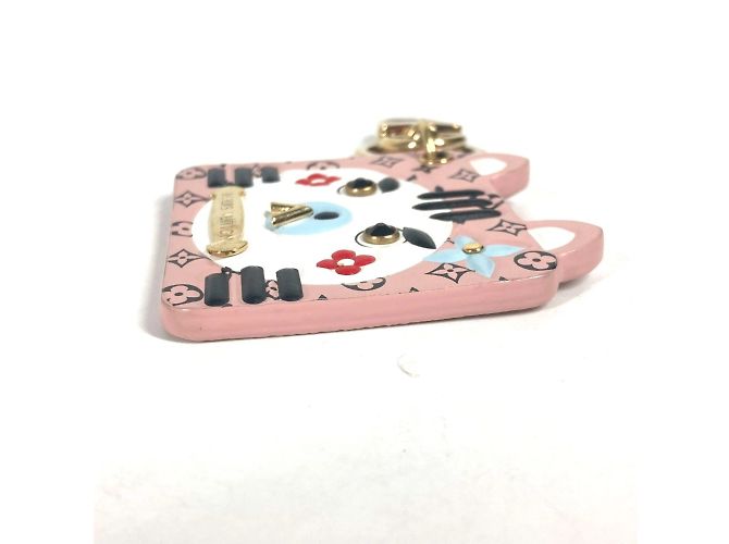 Louis Vuitton Portocle Fun Face Monogram Cat Bag Charm Keychain Pink - view 6