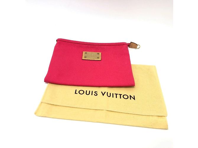 Borsa Clutch Louis Vuitton Antigua Pochette Plat GM Marrone Rosa - vista 11