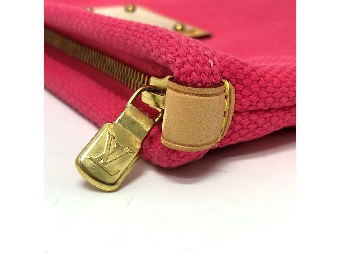 Borsa Clutch Louis Vuitton Antigua Pochette Plat GM Marrone Rosa - vista 6