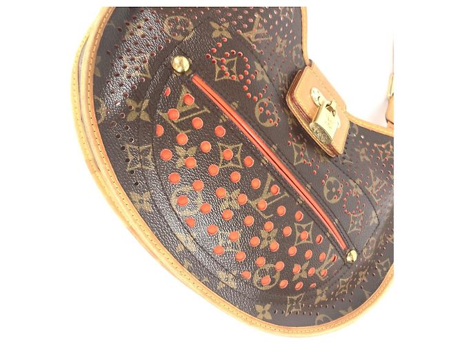Borsa a Spalla Demi Lune Perforata Monogram Louis Vuitton Marrone Arancione - vista 12