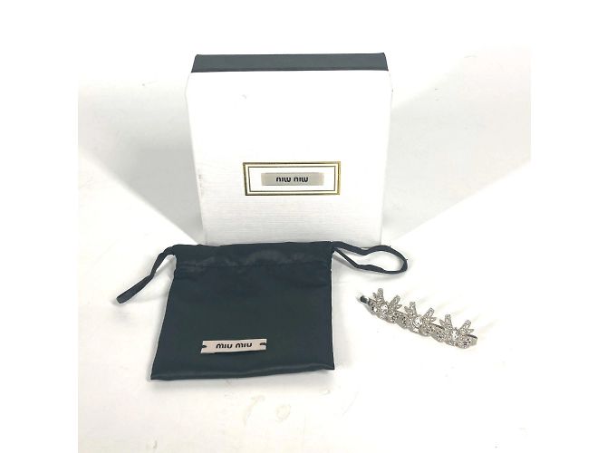 Fermaglio per capelli in strass argento Miu Miu - vista 12