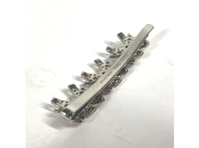 Fermaglio per capelli in strass argento Miu Miu - vista 3