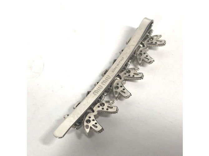Fermaglio per capelli in strass argento Miu Miu - vista 7