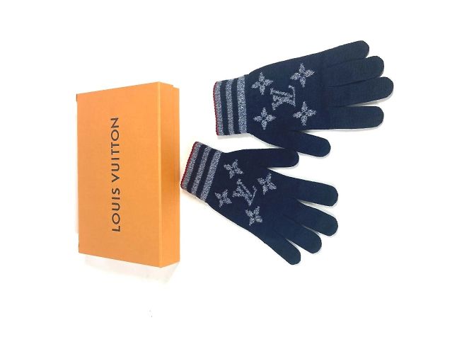 Guanti Louis Vuitton M76029 Gon Monogram Stripes Rosso Blu navy - vista 8
