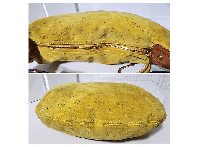 Borsa a spalla Louis Vuitton Monogram Suede Onatah GM Gialla Giallo - vista 13