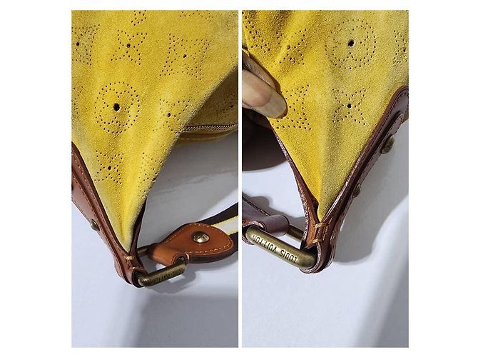 Borsa a spalla Louis Vuitton Monogram Suede Onatah GM Gialla Giallo - vista 14