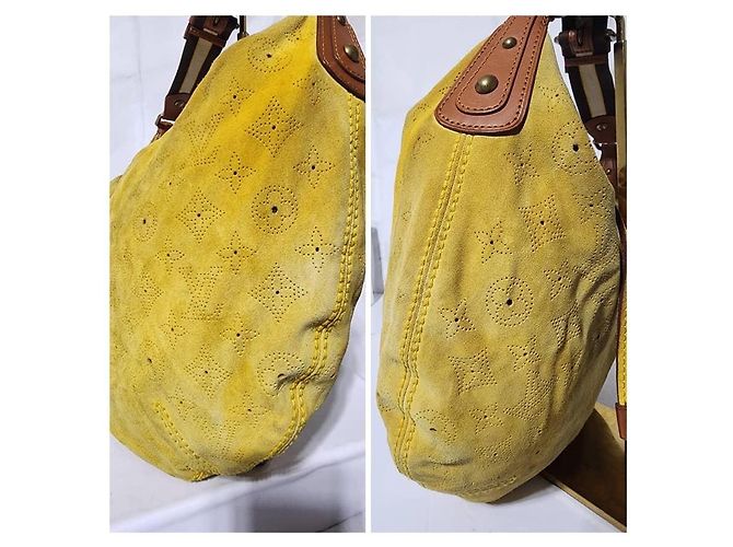 Borsa a spalla Louis Vuitton Monogram Suede Onatah GM Gialla Giallo - vista 15