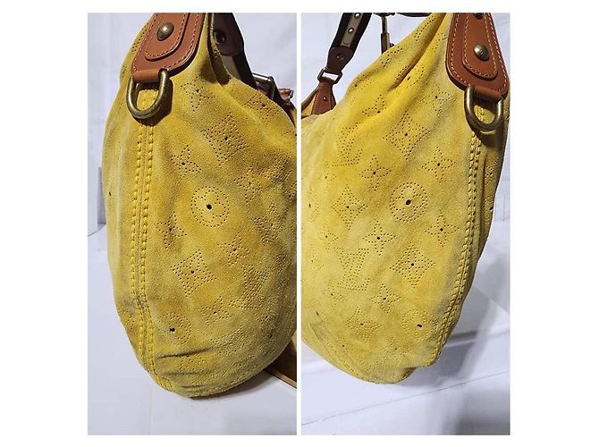 Borsa a spalla Louis Vuitton Monogram Suede Onatah GM Gialla Giallo - vista 16