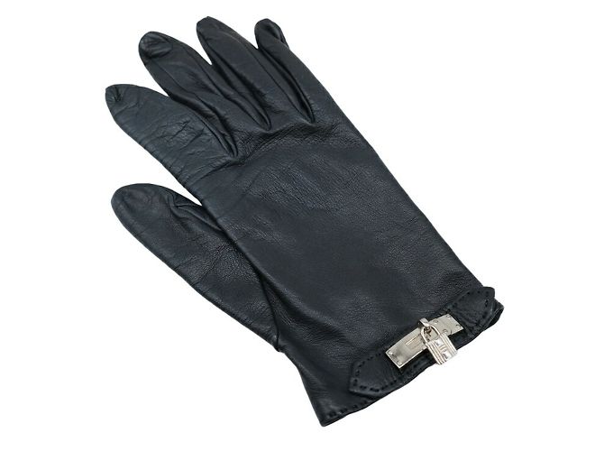 Hermès Hermes Kelly Handschuhe aus schwarzem Lammleder - Ansicht 2