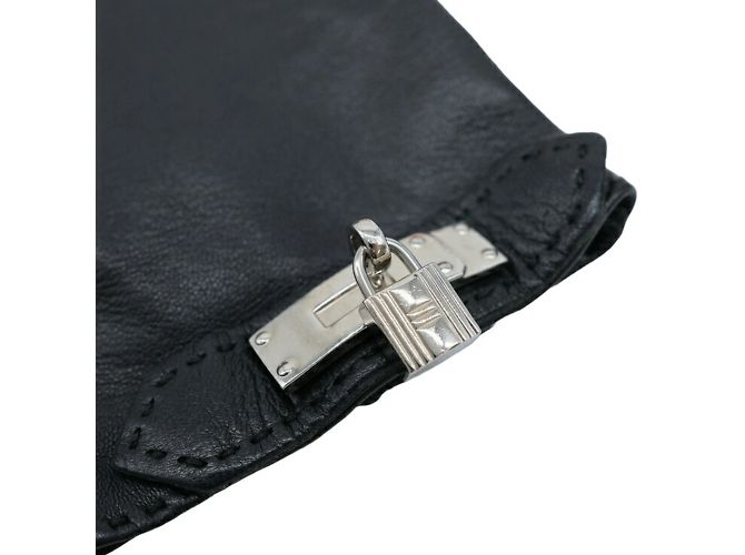 Hermès Hermes Kelly Handschuhe aus schwarzem Lammleder - Ansicht 3