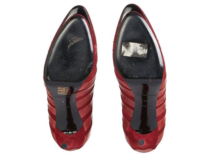 Balenciaga Pumps in suede e pelle con più cinturini Rosso - vista 4
