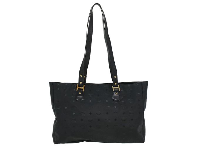 Bolsa de Ombro MCM Vicetos Logogram em Couro PVC Preto Auth ti758 - vista 2