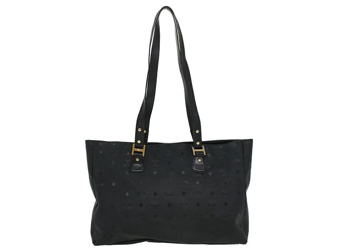 Bolsa de Ombro MCM Vicetos Logogram em Couro PVC Preto Auth ti758 - vista 5