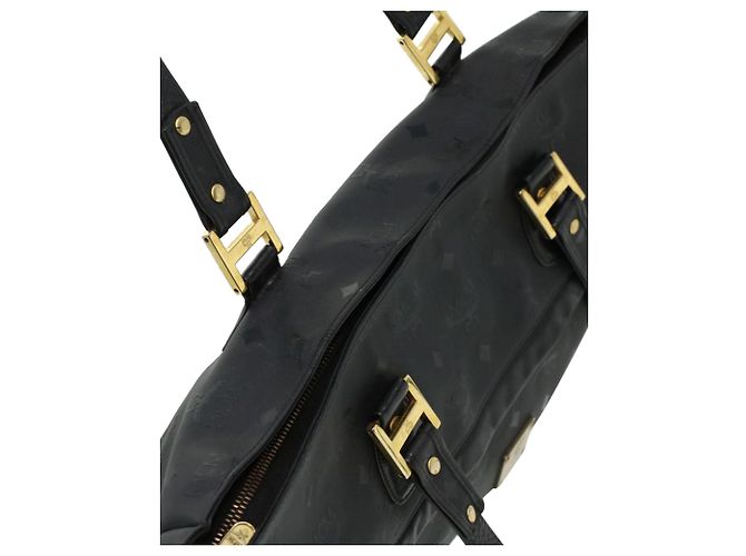 Bolsa de Ombro MCM Vicetos Logogram em Couro PVC Preto Auth ti758 - vista 6