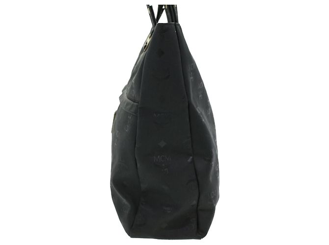 Bolsa de Ombro MCM Vicetos Logogram em Couro PVC Preto Auth ti758 - vista 7