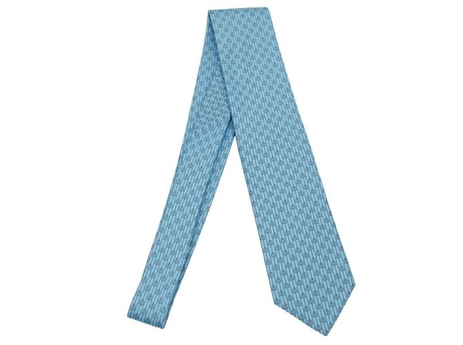 Silk In Hermès Hermes Blue Silk Cravat - view 2