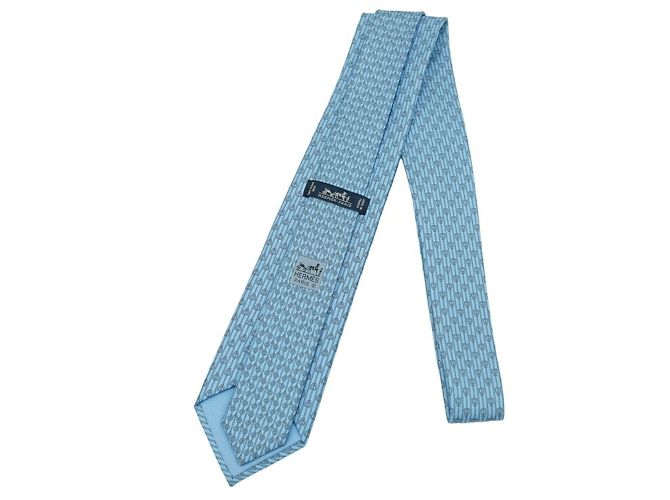 Silk In Hermès Hermes Blue Silk Cravat - view 4