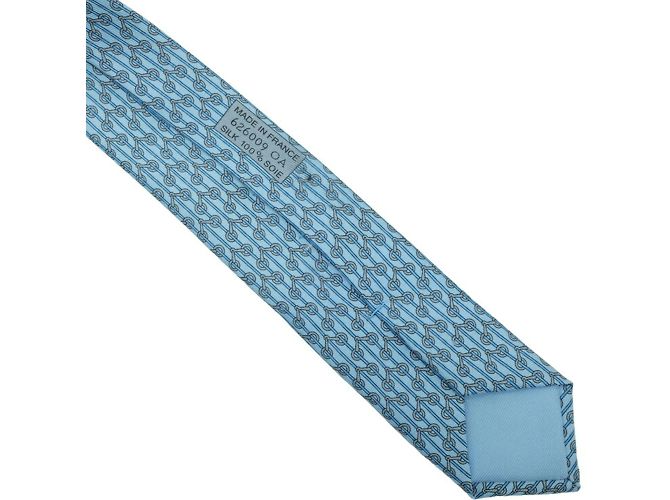 Silk In Hermès Hermes Blue Silk Cravat - view 6