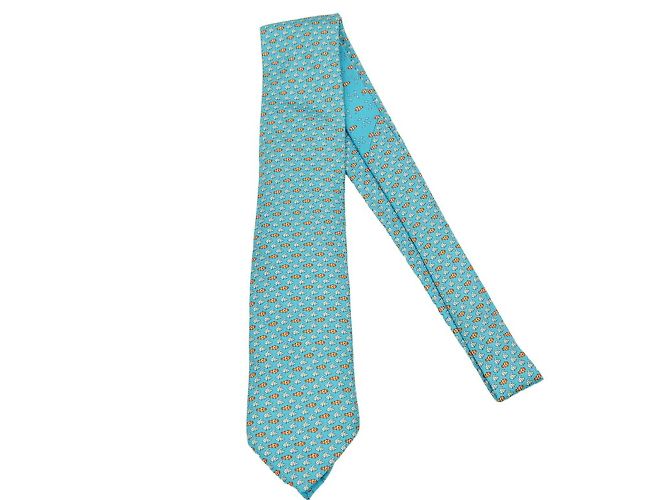 Silk In Hermès Hermes Light Blue Silk Cravat - view 2