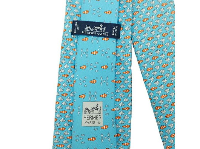Silk In Hermès Hermes Light Blue Silk Cravat - view 5
