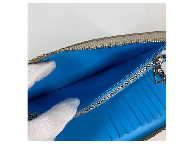 Louis Vuitton Taurillon Climbing Zippy Wallet Blue Beige - view 12
