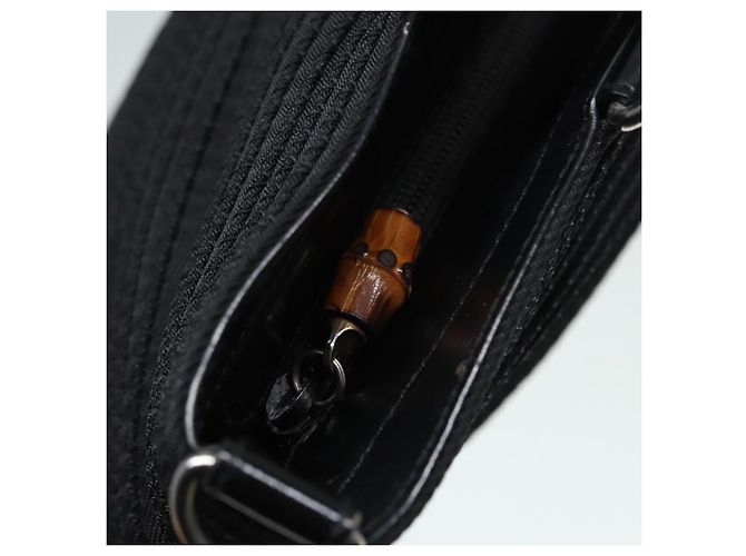 Bolsa de Ombro GUCCI Bamboo Nylon 2way Preta 002 1998 0441 Auth ti2050 Preto - vista 14