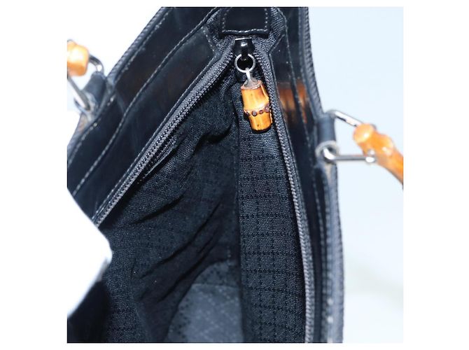 Bolsa de Ombro GUCCI Bamboo Nylon 2way Preta 002 1998 0441 Auth ti2050 Preto - vista 17