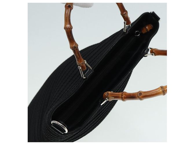 Bolsa de Ombro GUCCI Bamboo Nylon 2way Preta 002 1998 0441 Auth ti2050 Preto - vista 6
