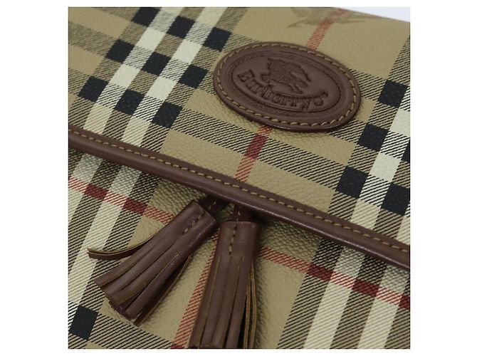 Autre Marque Borsa a spalla Burberrys Nova Check in pelle PVC Auth ki4534 Beige - vista 10