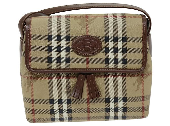 Autre Marque Borsa a spalla Burberrys Nova Check in pelle PVC Auth ki4534 Beige - vista 13