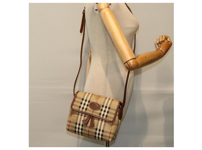 Autre Marque Borsa a spalla Burberrys Nova Check in pelle PVC Auth ki4534 Beige - vista 20