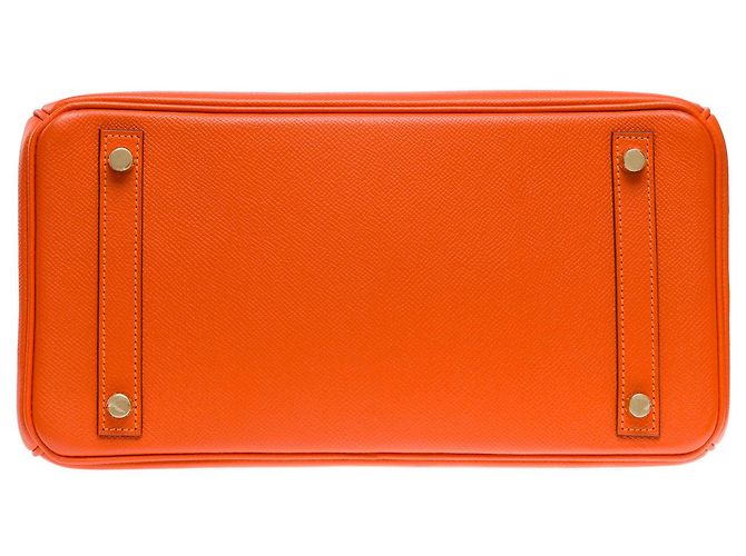 Hermès Sac HERMES Birkin 30 en Cuir Orange - 102116 - vue 10
