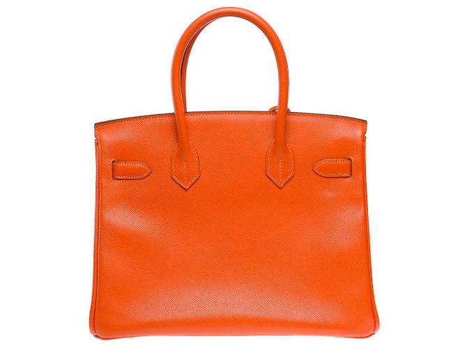 Hermès Sac HERMES Birkin 30 en Cuir Orange - 102116 - vue 3