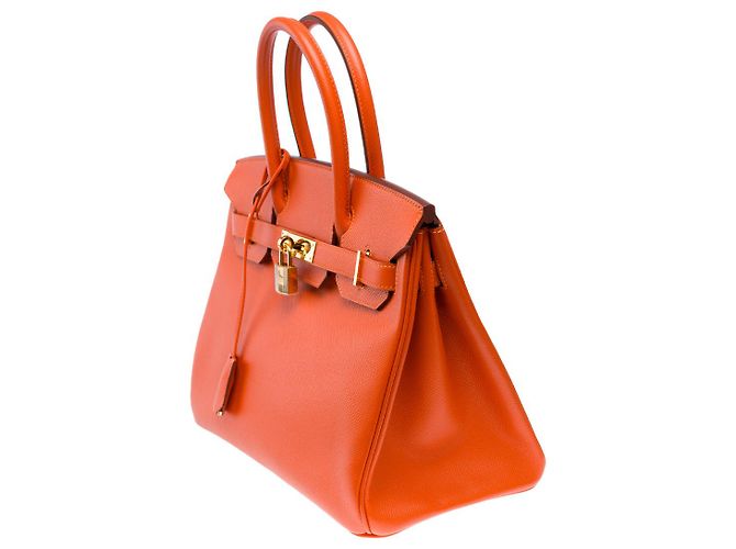Hermès Sac HERMES Birkin 30 en Cuir Orange - 102116 - vue 4