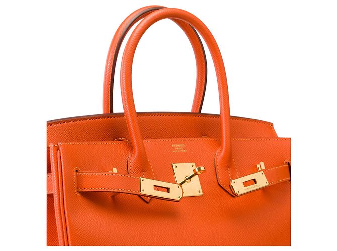 Hermès Sac HERMES Birkin 30 en Cuir Orange - 102116 - vue 6