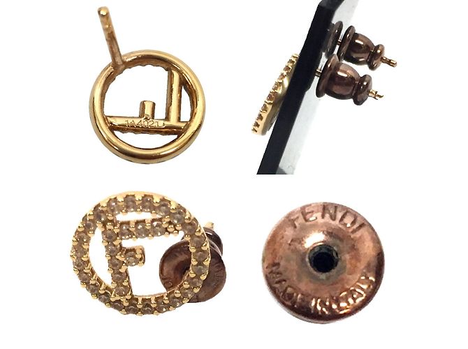 Orecchini in bronzo Fendi con zirconia - vista 3