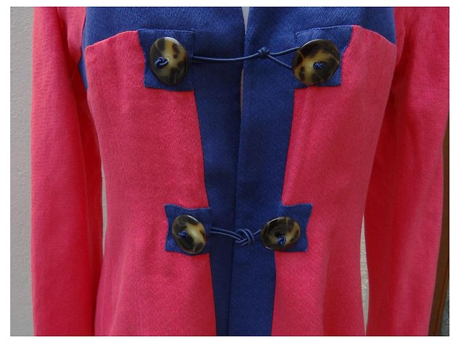 Giacca Giorgio Armani in cotone e seta rosa e blu - vista 3