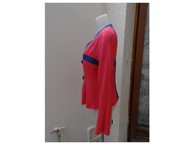 Giacca Giorgio Armani in cotone e seta rosa e blu - vista 4