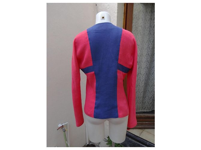 Giacca Giorgio Armani in cotone e seta rosa e blu - vista 5