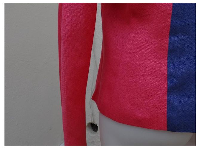 Giacca Giorgio Armani in cotone e seta rosa e blu - vista 6