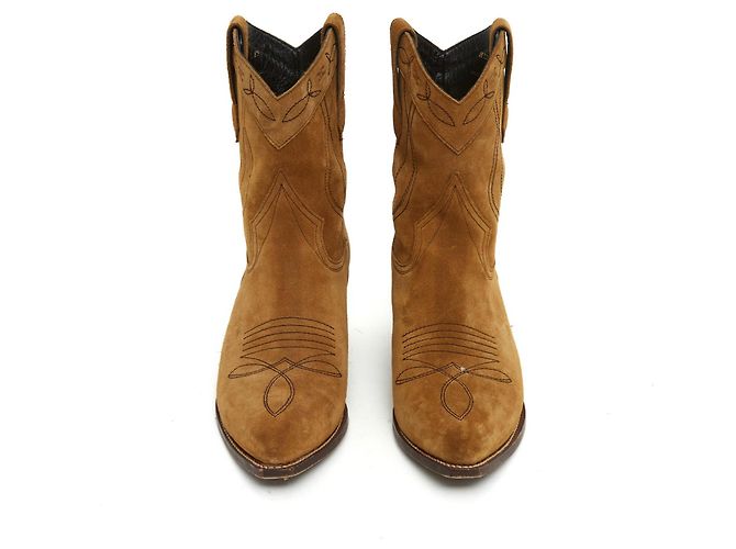 Botas Celine Slimane 2021 FR41 Ante Dorado Botas Bajos Tiag UK7 US9.5 Céline Caramelo - vista 3