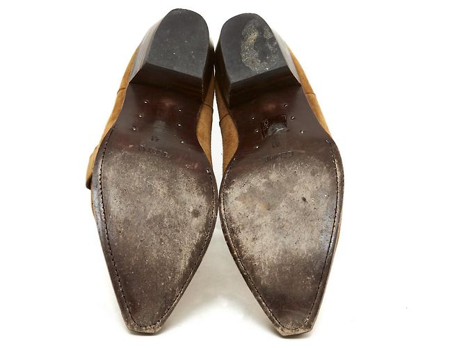 Botas Celine Slimane 2021 FR41 Ante Dorado Botas Bajos Tiag UK7 US9.5 Céline Caramelo - vista 5