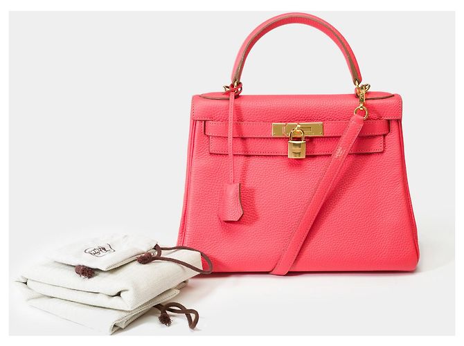 Hermès Sac HERMES Kelly 28 en Cuir Rose - 102115 - vue 2