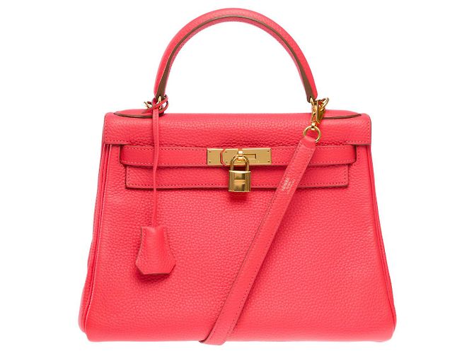 Hermès Sac HERMES Kelly 28 en Cuir Rose - 102115 - vue 3