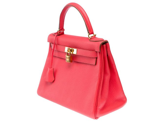 Hermès Sac HERMES Kelly 28 en Cuir Rose - 102115 - vue 5