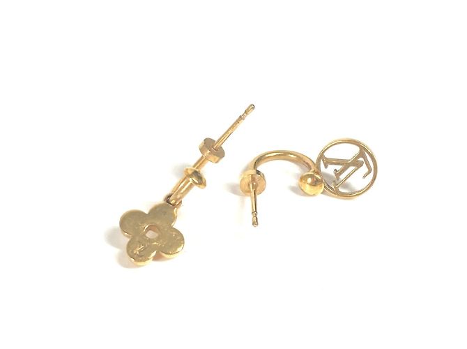Louis Vuitton Monogram Flower Stud Ohrringe Golden - Ansicht 4