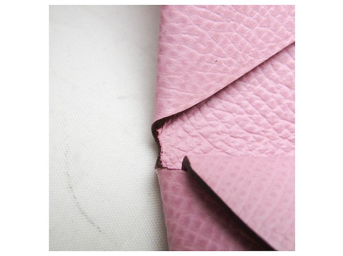 Tarjetero de cuero Epsom Calvi Duo de Hermès Rosa - vista 5