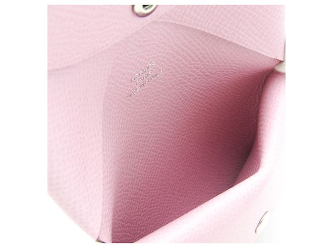 Tarjetero de cuero Epsom Calvi Duo de Hermès Rosa - vista 6