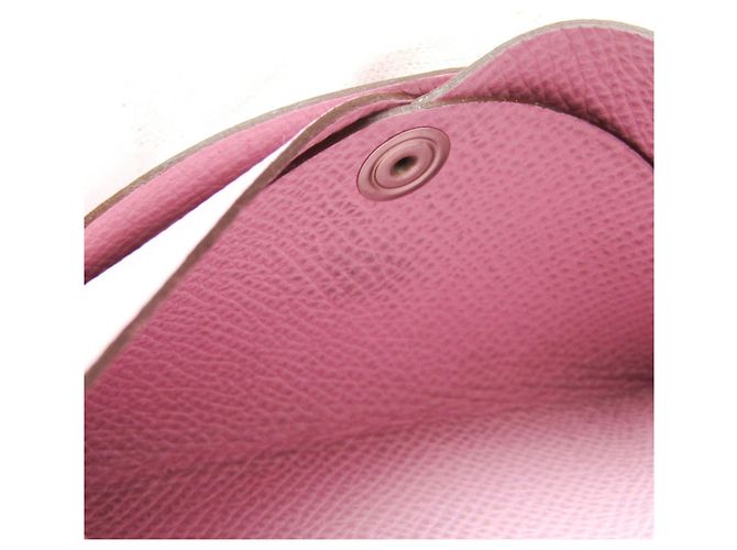 Tarjetero de cuero Epsom Calvi Duo de Hermès Rosa - vista 8
