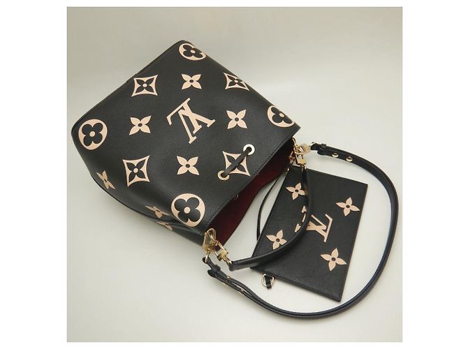 Néonoé Borsa Louis Vuitton Bicolor Monogram Empreinte NeoNoe MM Nero Beige - vista 3